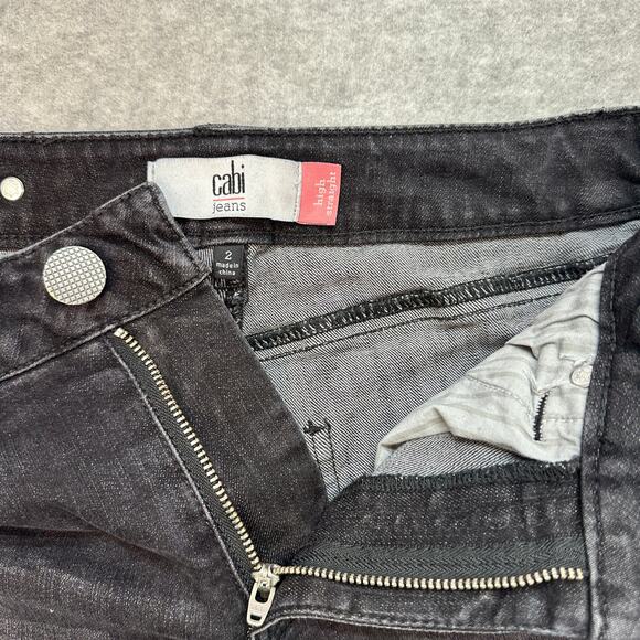 Cabi Smolder High Straight Jeans WMN 2 Black #3560 Cotton Blend Ankle Minimalist - Picture 2 of 9